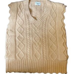 FRNCH Cable Knit Vest in Cream